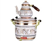 Copper Samovar Electric Samovar Tea Maker Gift, Russian USSR Samovar Turkish Samovar 220V 110V Coffee Maker Handmade Copper Samovar-ES7