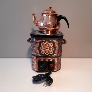 Electric Copper Samovar Vintage Style Samovar Tea Maker Gift, Russian USSR Samovar Turkish Samovar 220V 110V Coffee Maker