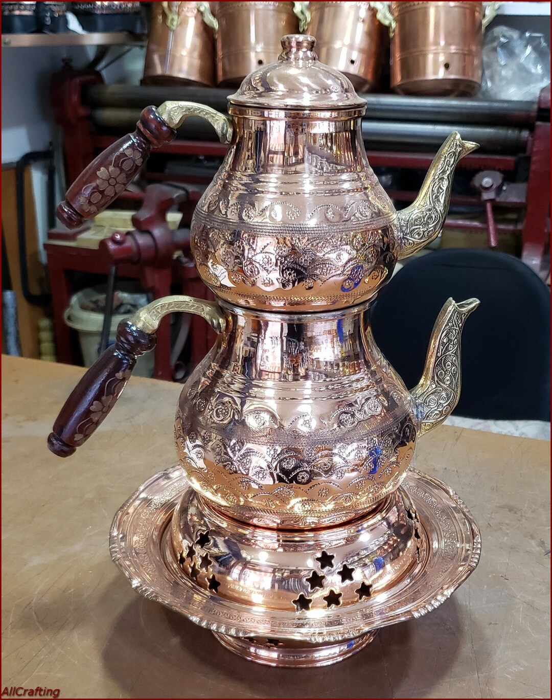 Handmade Copper Tea Pot, Turkish Tea Pot Works With Special Gel, Camp