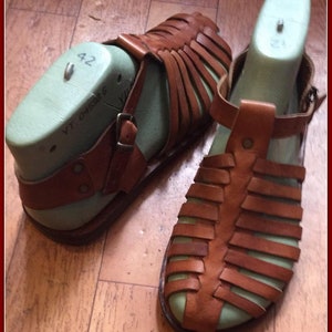 Gladiator Brown Leather Sandals, Handmade Leather Strappy Sandals, Ankle Strap Sandals, Summer/Beach Sandals, Handmade Bodrum Sandals-US42.