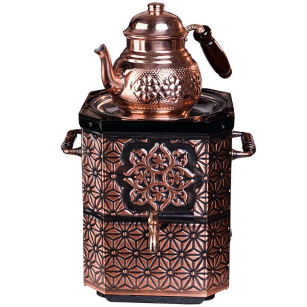 Vintage Style Gel-fueled Copper Samovar Tea Maker Gift, Russian USSR Samovar Turkish Samovar Copper Teapot Coffee Maker Electric Samovar