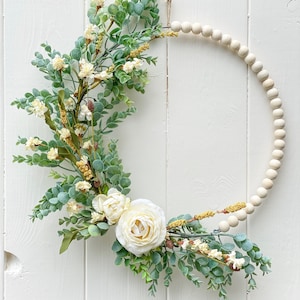 Spring Wreath, Neutral Wreath, Year Round Wreath, Hoop Wreath, Modern Wreath, Farmhouse Decor, Modern Farmhouse Decor, Farmhouse Style