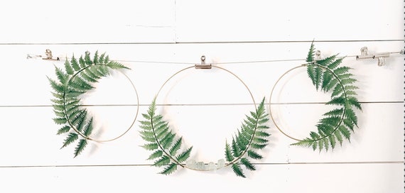 Fern And Sea Glass Hoop Wreath Set Wall Decor Bedroom Decor Etsy