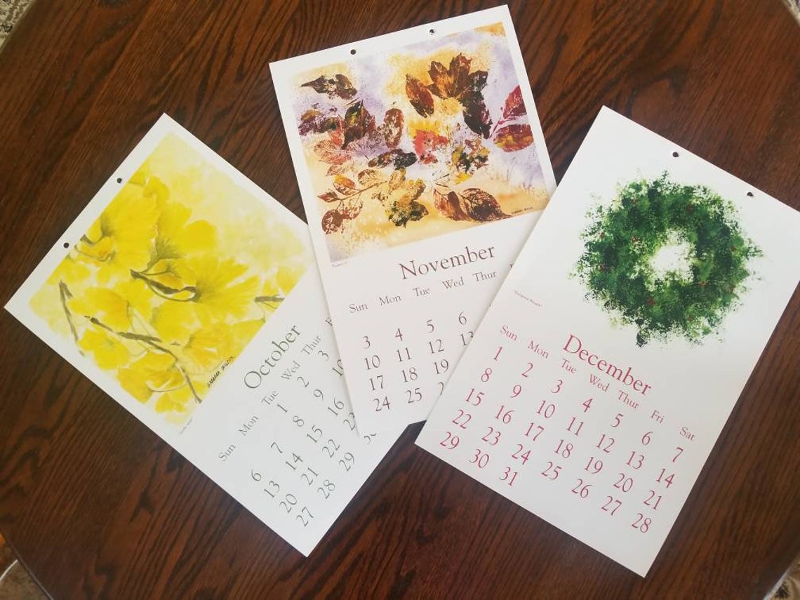 2019 Watercolor Calendar Etsy