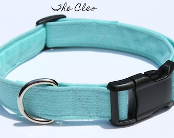 baby blue dog collar~polkadot dog collar~pastel dog collar~summer dog collar~adjustable collar~light blue collar~handmade dog collar