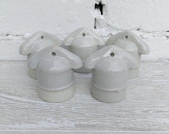 5 pcs Vintage ceramic hanging bulb socket E27 industrial light pendant lamp holder 1980s