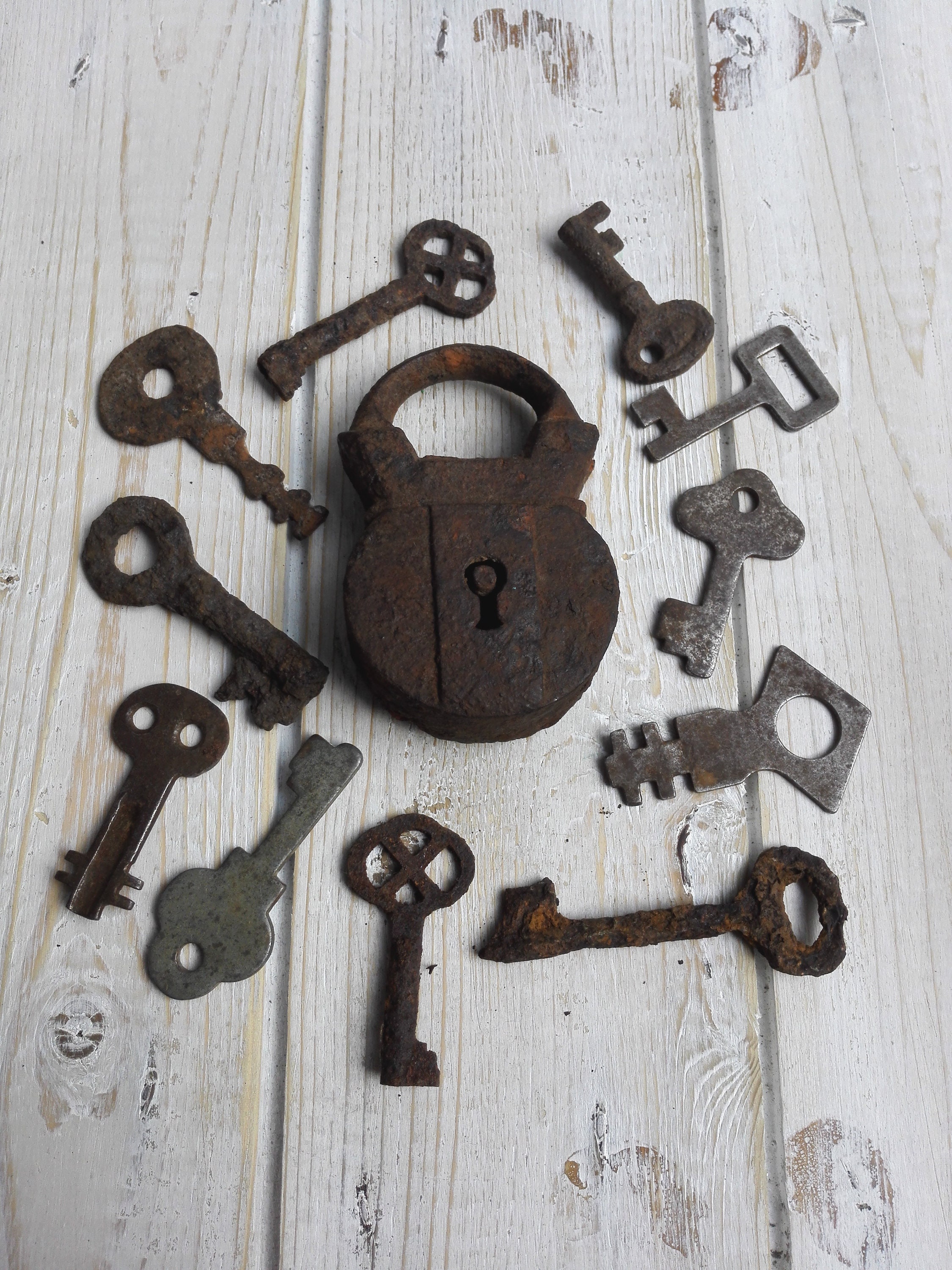 Rusty Metal Padlock.Padlock With Lot of Keys. Etsy