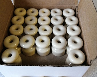 Lot of 10 Pcs Vintage Look Ceramic Insulators Light Beige Color Retro Look Porcelain Insulator Electric Fittings and Fixtures.