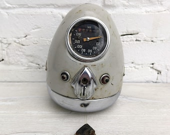 Vintage motorcycle headlight metal searchlight motorbike headlight with speedometer making steampunk art Lamp USSR motorbike lamp #32