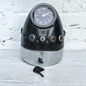 Vintage Motorcycle Headlight Metal Searchlight Motorbike DNEPR Headlight with Speedometer Making Steampunk Lamp USSR Motorbike URAL Lamp.