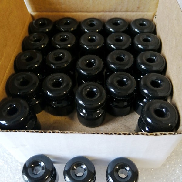 Lot of 10 Pcs Vintage Look Ceramic Insulators Black color Retro Look Porcelain Insulator Electric Fittings and Fixtures.