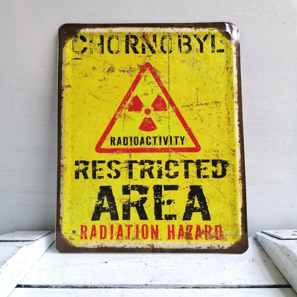Danger Sign Chernobyl Zone Safety Warning Sign Garage Decor Wall Decor Industrial Home Decor Vintage Look Precautions Sign.# 1.