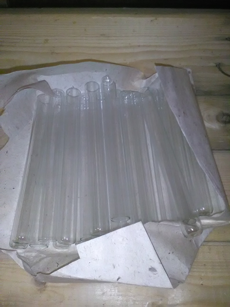 25 Glass Test Tubes 15mm x 160mm.Glass Vials.Aromatherapy Spice Containers.Vintage USSR Glass Test Tubes.