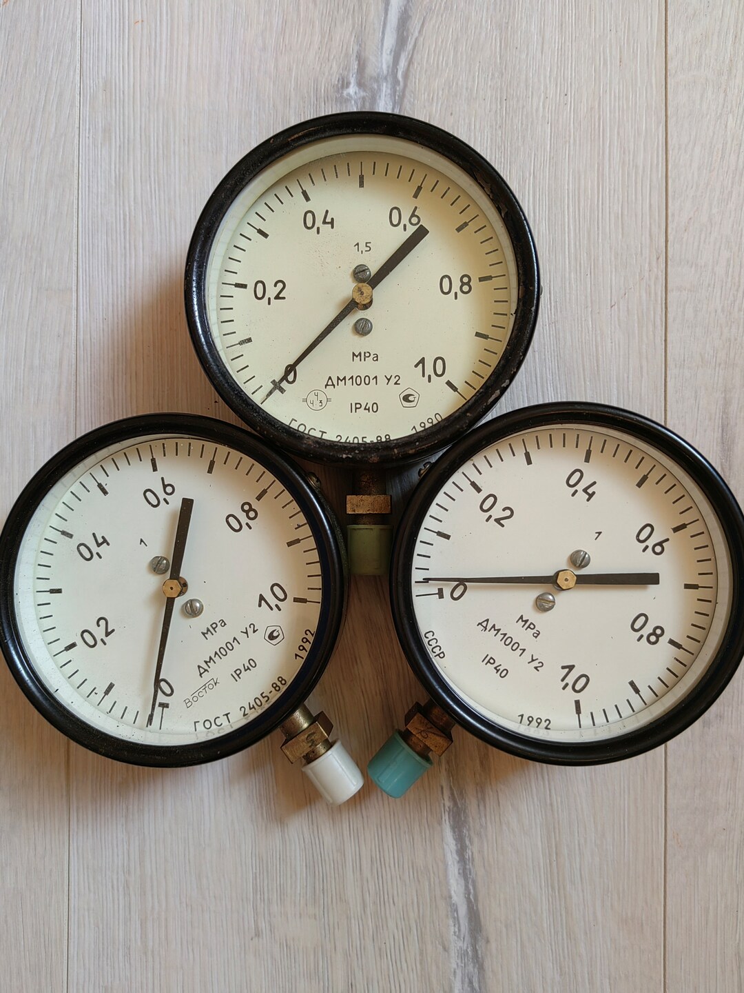 Set of 3 Made in USSR Vintage Pressure Gauges. Steampunk Industrial ...