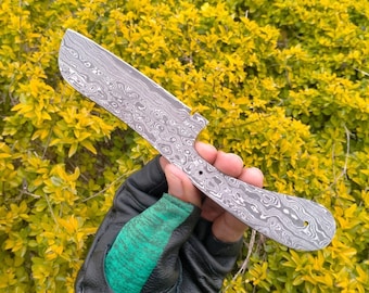 Custom Hand Forged Damascus Steel Hunting Knife Blank Blade Full Tang Rain Drop Damascus Pattern Knife Size 8.5", Camping Knife