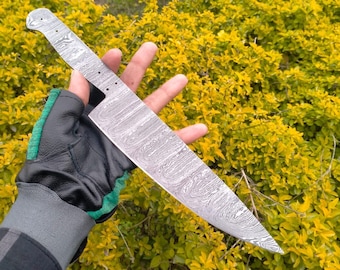 Damascus Chef Knife, Hand Forged Damascus Kitchen Knife, Blank Knife for Personalize Handmade Knife Making Size 13", Damascus Twist Pattern