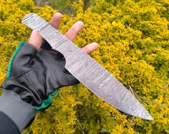 Damascus Chef Knife, Hand Forged Damascus Kitchen Knife, Blank Knife for Personalize Handmade Knife Making Size 12", Damascus Twist Pattern