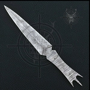 Hand Forged Damascus Steel Crown Handle Hunting Knife, Hunting Knife Handmade Knife Blank 27.94 cm for personalize knife making Full Tang