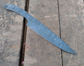 Damascus Chef Knife, Hand Forged Damascus Kitchen Knife, Blank Knife for Personalize Handmade Knife Making Size 13", Damascus Twist Pattern