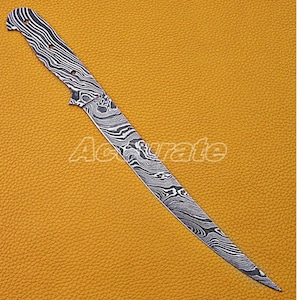 Handmade Damascus Steel Blank Knife Kitchen Chef Fillet Knife 2mm Flexible Blade 13&quot; Inch Sharp Edge For Knife Making Twisted Damascus
