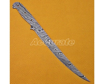Handmade Damascus Steel Blank Knife Kitchen Chef Fillet Knife 2mm Flexible Blade 13" Inch Sharp Edge For Knife Making Twisted Damascus