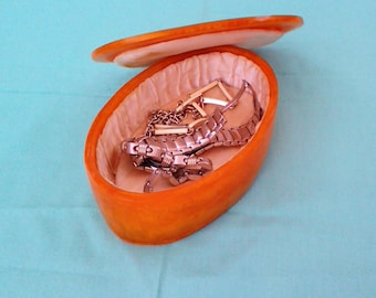 Vintage catalin old box/Catalin bakelite/Vintage 50s/Art deco/Jewelery box/Trinket box/Sparkling amber box/