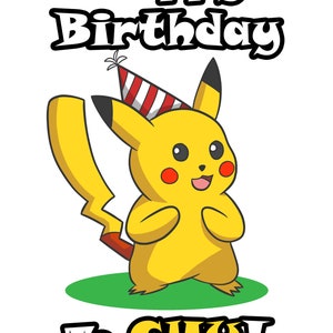 Happy Birthday to Chu Pikachu Birthday Card - Etsy Australia