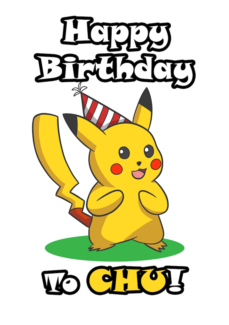 Happy Birthday to Chu Pikachu Birthday Card - Etsy