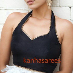 Neckholder Bluse aus Dhupion Seide - Readymade & Made to Order Party Wear für Saree, Lehenga und indische Funktionen
