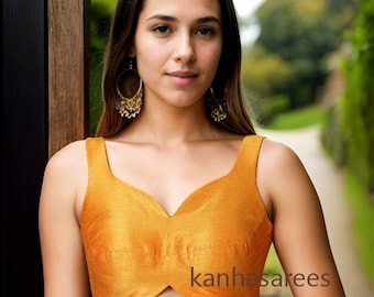 Satin Silk Saree Blouse, Readymade Indian Sari Top, Wedding Festive Wear