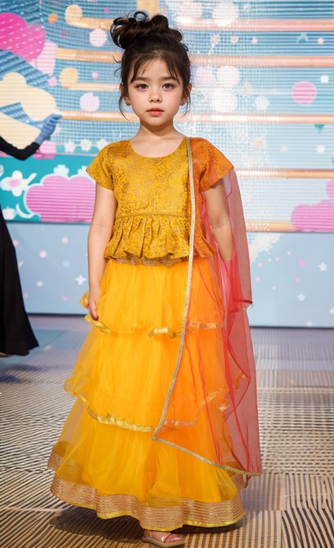 Lehenga Choli jaune pour bambin robe de fête ethnique indienne