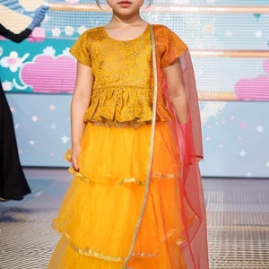 Yellow Toddler Lehenga Choli: Indian Ethnic Festival Dress for Baby Girls, Wedding & Party Wear