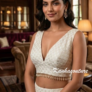 Silver Sequin Blouse: Sweetheart Neck, Back Tie Bridal Ethnic Wear image 2