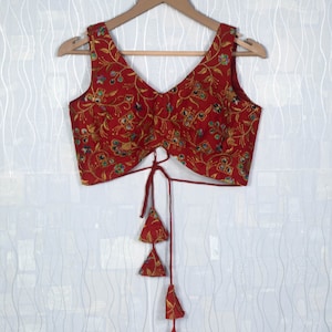 Red Embroidered Sleeveless Lehenga Blouse for Saree or Lehenga | Custom-Made Ethnic Wedding, Bridal, Bridesmaid, Party Wear Top
