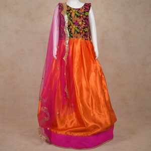 Colorful Indian Gown for Girls: Festive Wedding Dance Dress, Ethnic Children&#39;s Outfit, Formal Attire
