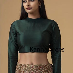 High Neck Choli for Lehenga | Custom Crop Top Saree Blouse | Handcrafted & Made to Order, Readymade Blouse USA