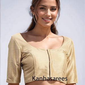 Raw Silk Saree Blouse Custom Made, Back-Open Design, High-Quality Stitching, Stylish Women’s Party & Casual Wear