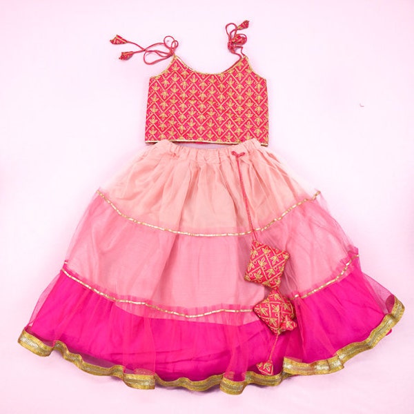 Kids Lehenga Choli Set Festive Tulle Dress Baby  Ethnic Wear Newborn  Toddler Custom made Lengha Indian Traditional Tutu Dress  Ethnic wear