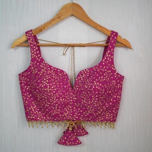 Fuchsia Pink Embroidered Blouse for Saree & Lehenga | Made to Order, Perfect Gift for Her, Festive Wedding Party Top