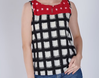 Ikat top, summer cotton top, sleeveless tops for women