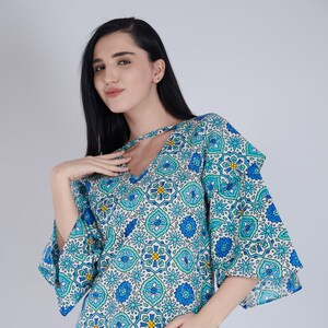 Block printed top, summer cotton top, tops for women