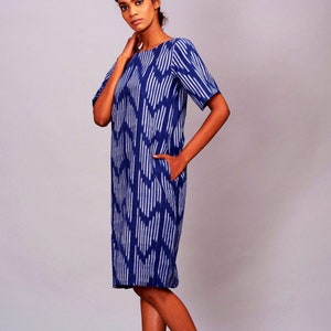 Ikat dress/Vintage dress/Boho blue dress/plus size tunic dress/fair trade image 10