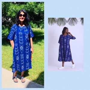 Ikat dress, Vintage maxi dress, Boho Indian dress, plus size dress fair trade image 7