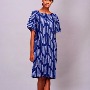 Ikat dress/Vintage dress/Boho blue dress/plus size tunic dress/fair trade image 6