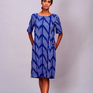 Ikat dress/Vintage dress/Boho blue dress/plus size tunic dress/fair trade image 7