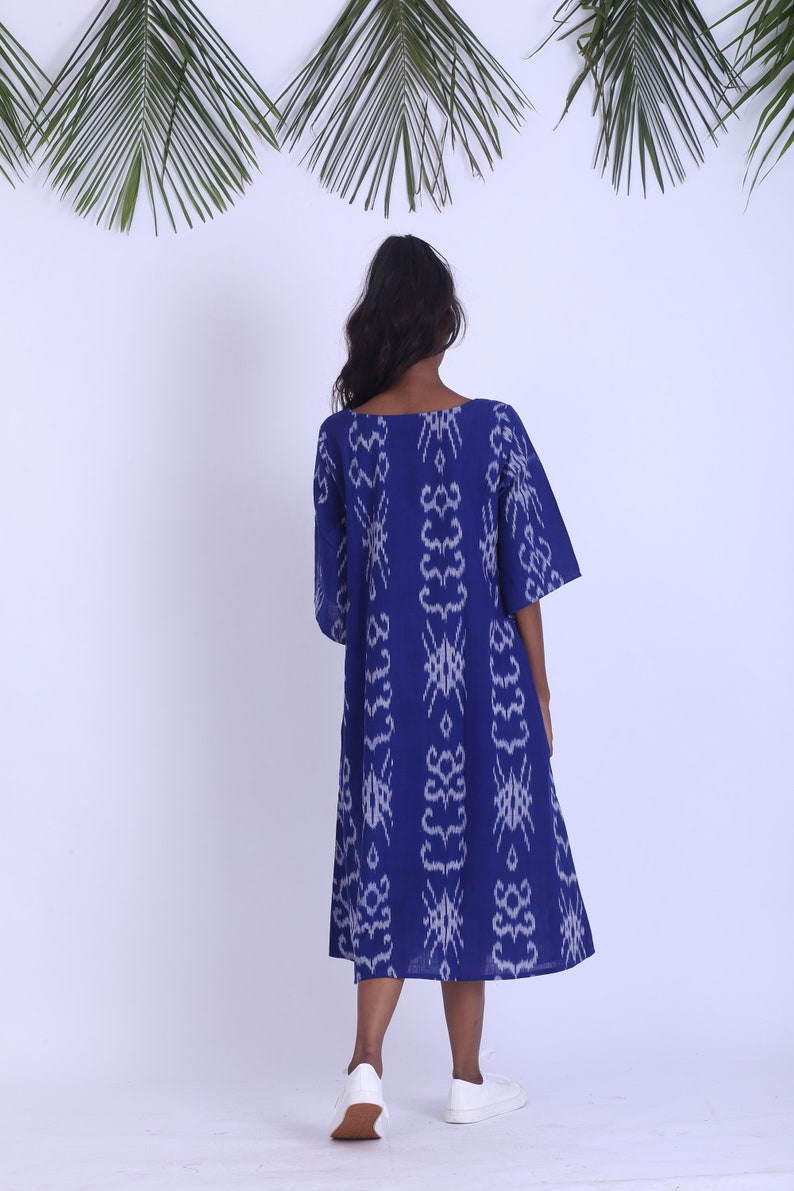 Ikat dress, Vintage maxi dress, Boho Indian dress, plus size dress fair trade image 6