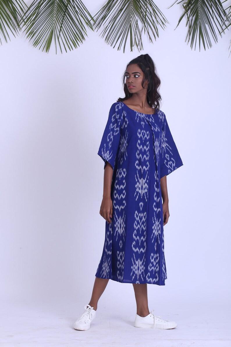 Ikat dress, Vintage maxi dress, Boho Indian dress, plus size dress fair trade image 4