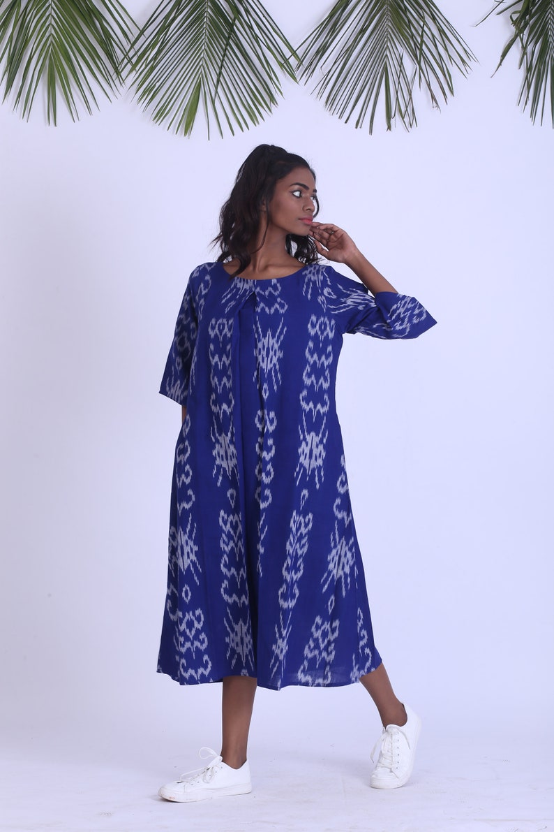 Ikat dress, Vintage maxi dress, Boho Indian dress, plus size dress fair trade image 1