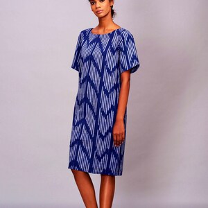 Ikat dress/Vintage dress/Boho blue dress/plus size tunic dress/fair trade image 9