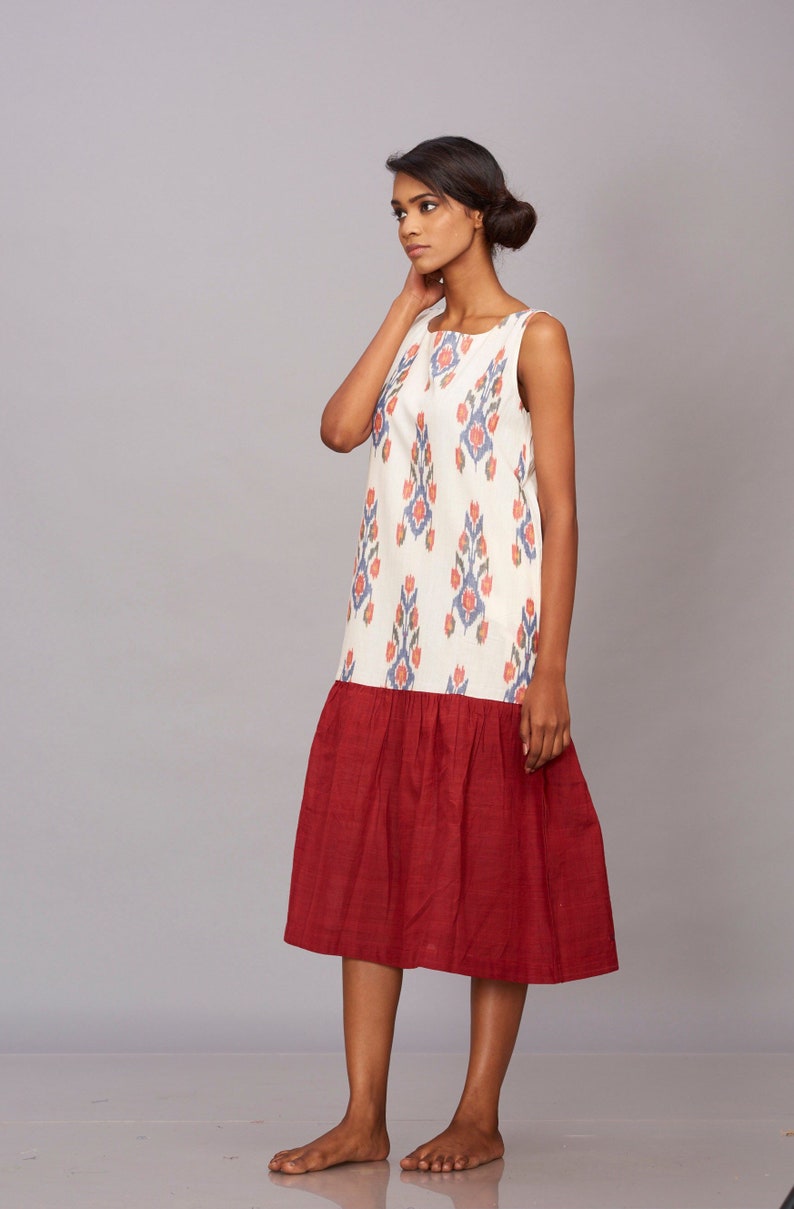 Ikat dress, Vintage dress, Boho Indian dress, plus size dress fair trade image 6